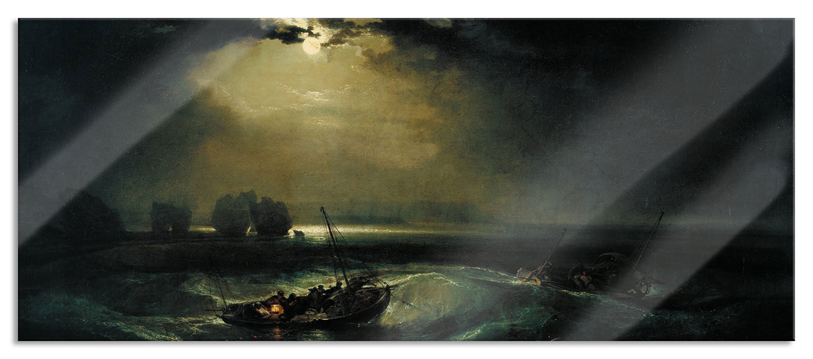 Pixxprint William Turner - Fischer auf See, Glasbild Panorama