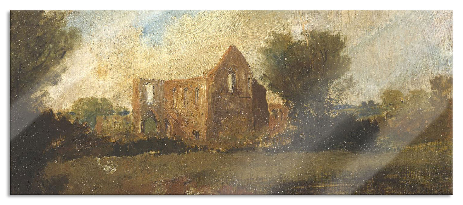 Pixxprint William Turner - Newark Abbey, Glasbild Panorama