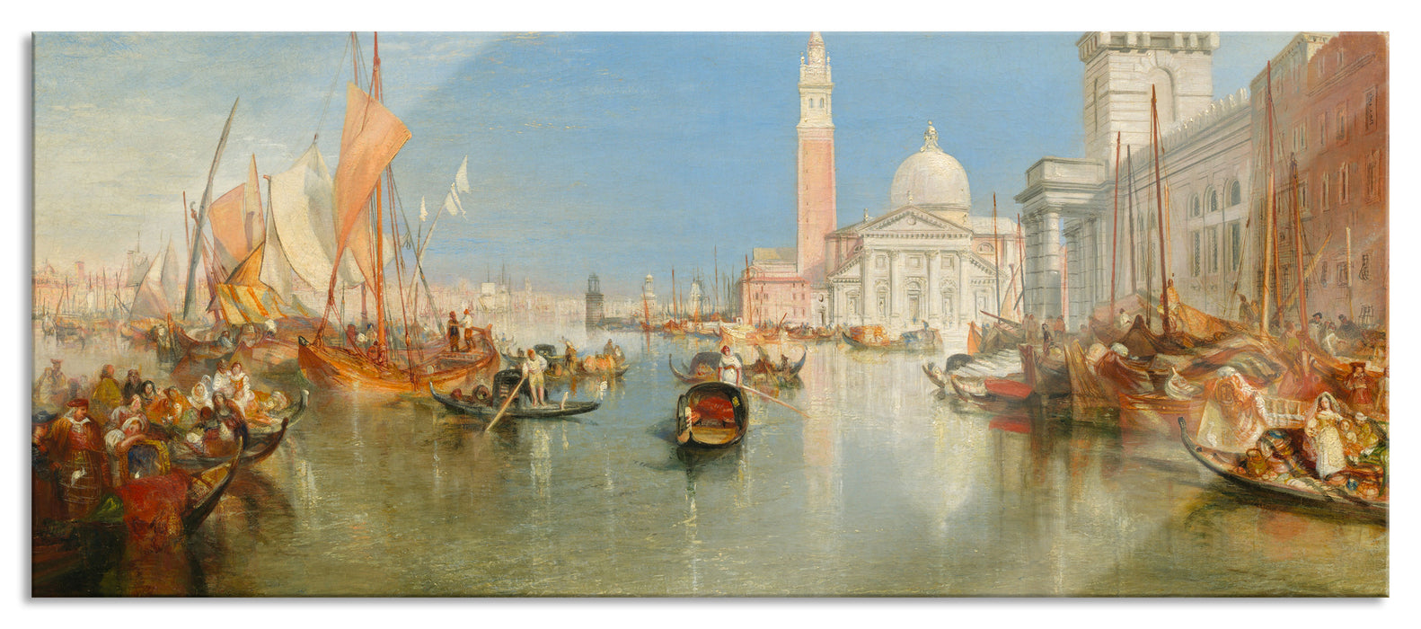 Pixxprint William Turner - Venice: The Dogana and San Giorgio Mag, Glasbild Panorama