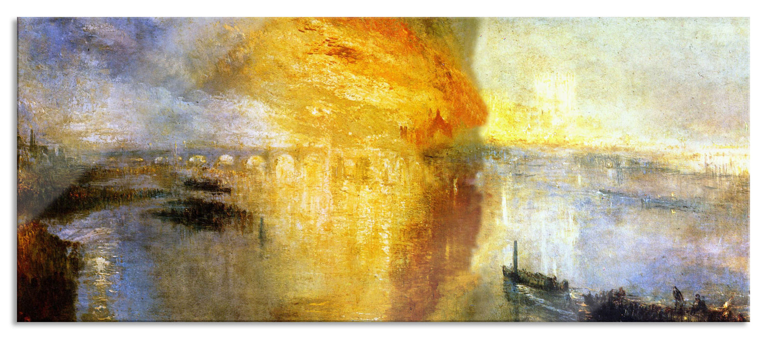 Pixxprint William Turner - The fire at the Parliament building, Glasbild Panorama