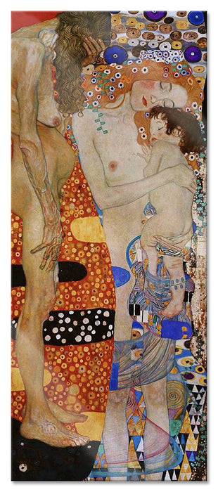 Gustav Klimt - Die drei Lebensalter einer Frau , Glasbild Panorama