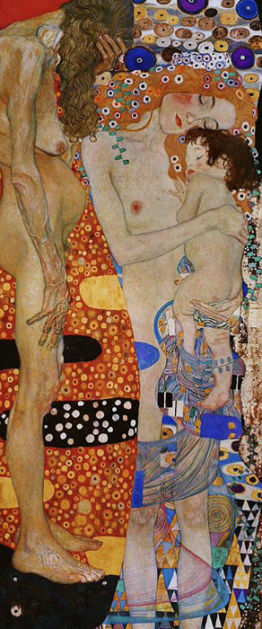 Gustav Klimt - Die drei Lebensalter einer Frau , Glasbild Panorama