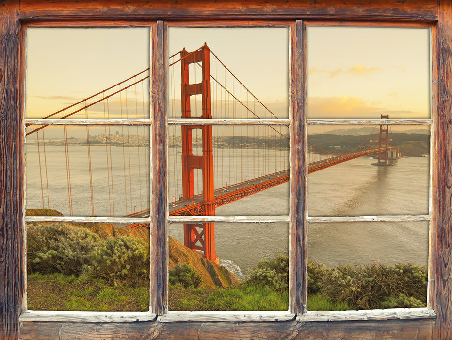 Prächtige Golden Gate Bridge  3D Wandtattoo Fenster