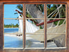 Gemütliche Hängematte am Strand  3D Wandtattoo Fenster
