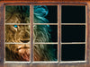 Stolzer Löwe Abstrakt  3D Wandtattoo Fenster