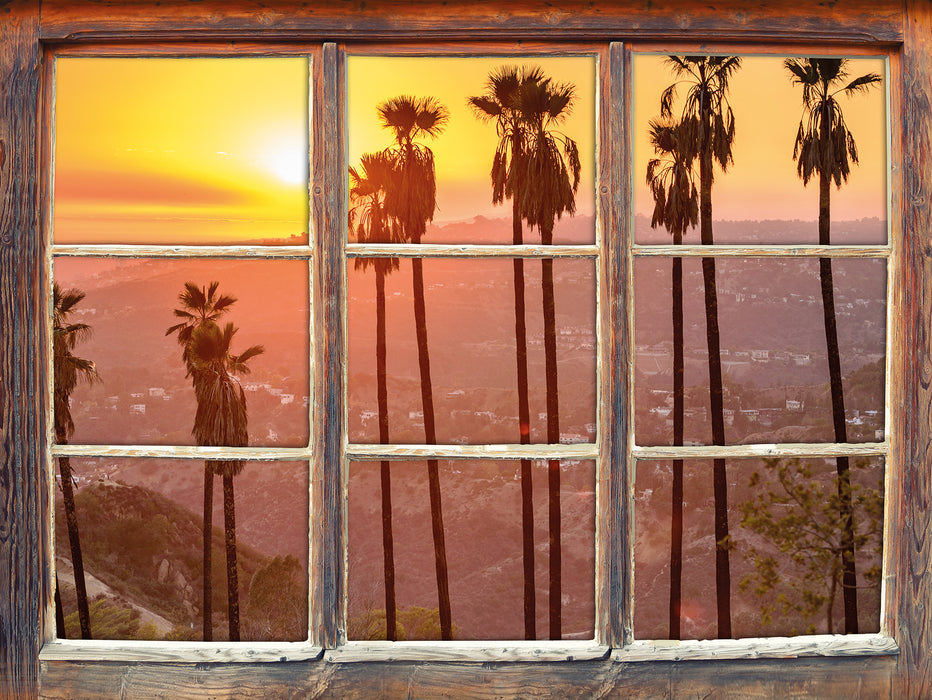 Blick auf Hollywood  3D Wandtattoo Fenster