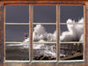 Aufbrausende Wellen an Küste  3D Wandtattoo Fenster