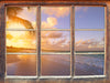 Strand bei Sonnenuntergang  3D Wandtattoo Fenster