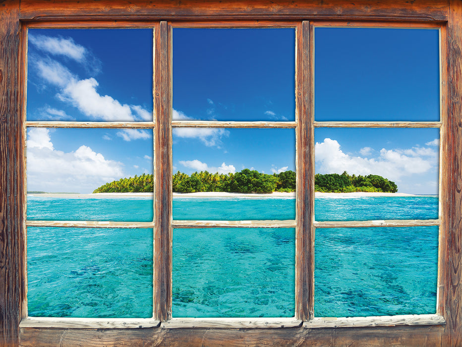 Traumhafte Insel  3D Wandtattoo Fenster
