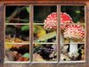 Pilz im Wald  3D Wandtattoo Fenster
