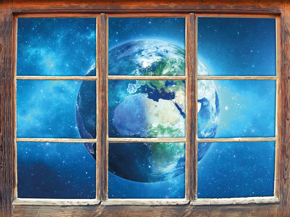 Erde im Universum  3D Wandtattoo Fenster
