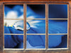 Wassertropfen auf blauer Blüte  3D Wandtattoo Fenster