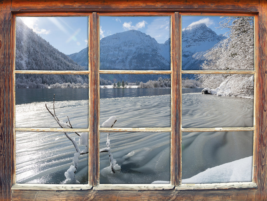 Winterlandschaft See  3D Wandtattoo Fenster