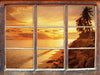 Palmen Urlaub  3D Wandtattoo Fenster