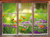 Blumenwiese  3D Wandtattoo Fenster