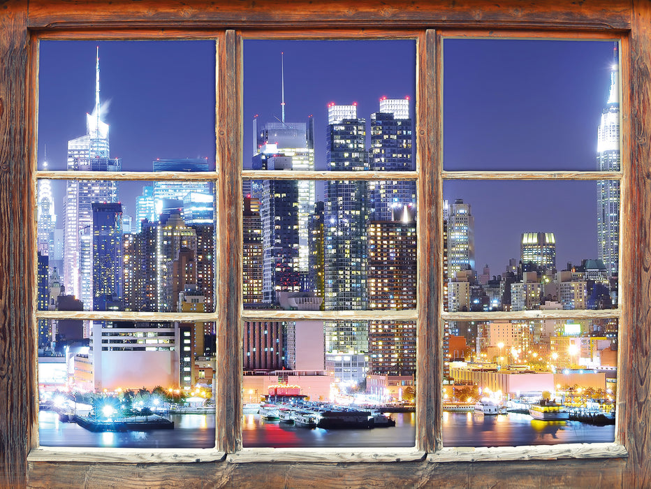 New York Skyline Brücke 3D Wandtattoo Fenster