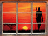 Roter Sonnenuntergang in Afrika  3D Wandtattoo Fenster