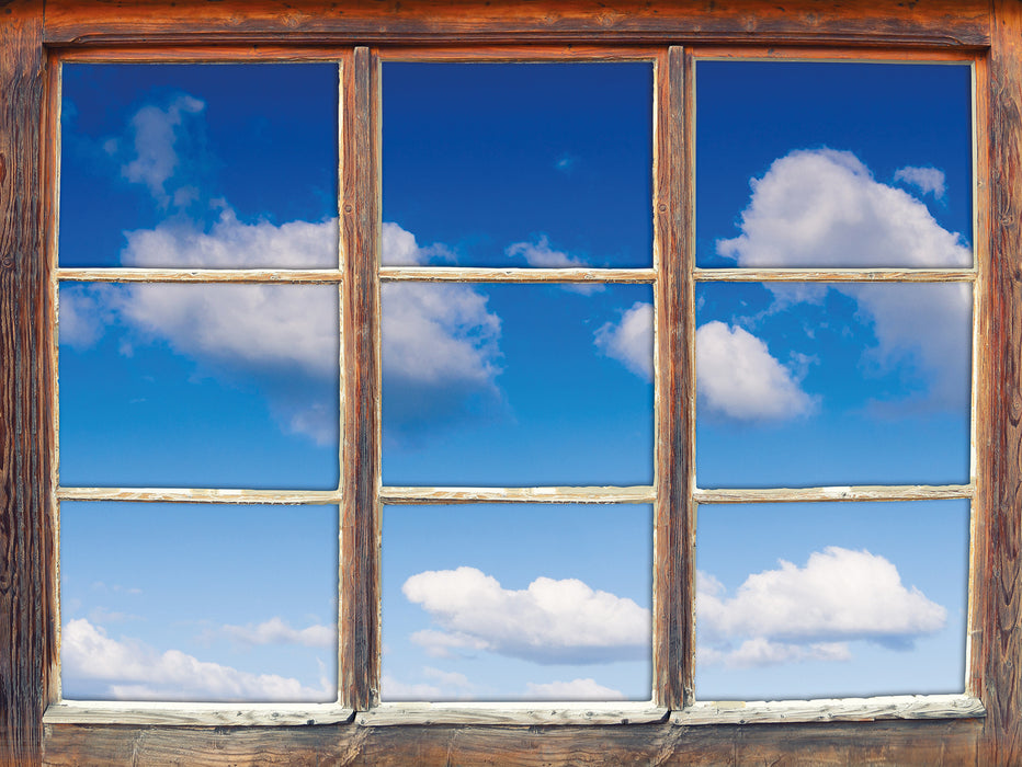 Wolken am blauen Himmel  3D Wandtattoo Fenster