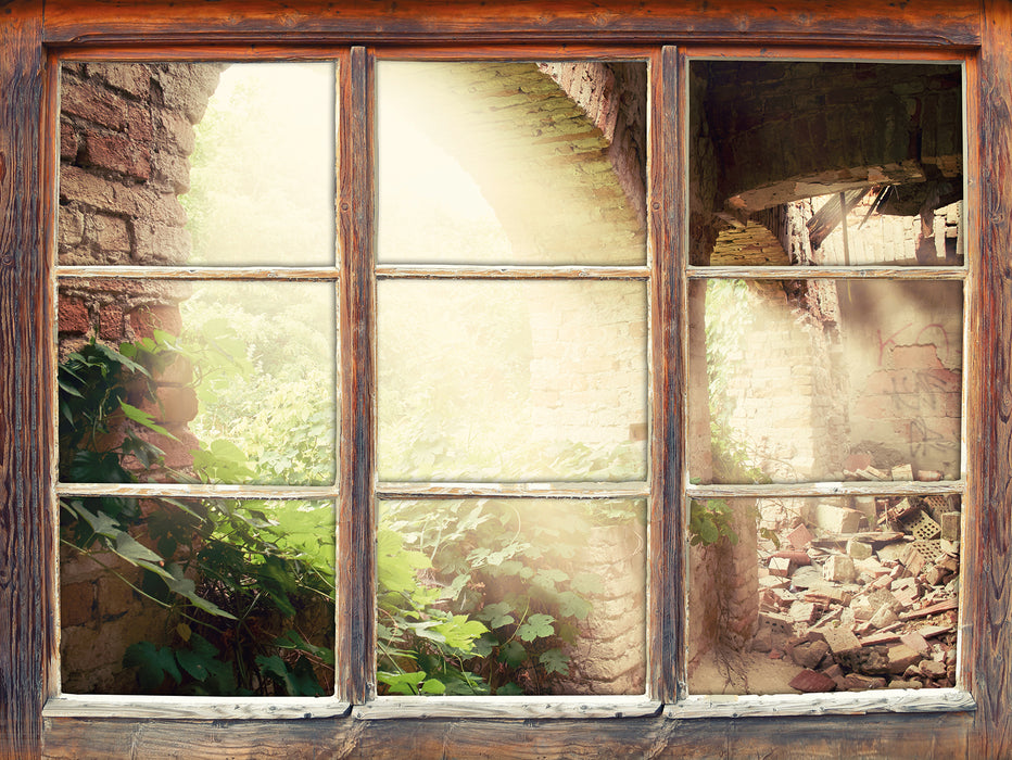 Alte Ruine  3D Wandtattoo Fenster