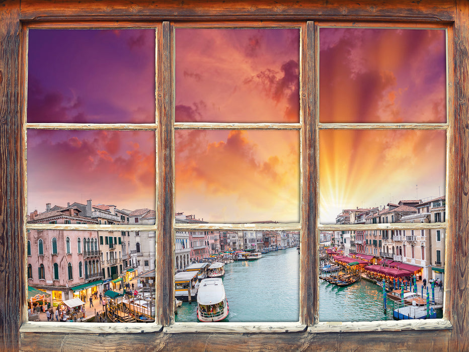 Venedig Fluss Häuser  3D Wandtattoo Fenster