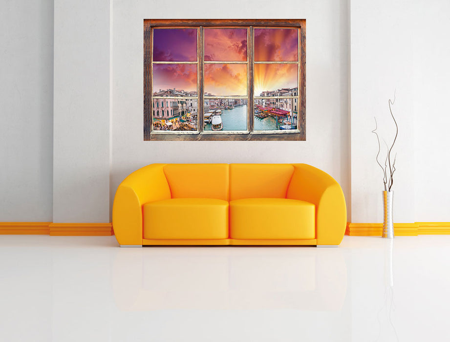 Venedig Fluss Häuser 3D Wandtattoo Fenster Wand