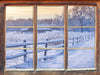 Hütte im Schnee  3D Wandtattoo Fenster