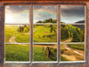 Landschaft mit Regenbogen  3D Wandtattoo Fenster