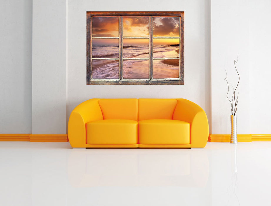 Meereshorizont Sonne hinter Wolken 3D Wandtattoo Fenster Wand