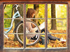 Teenager Girl with Bike  3D Wandtattoo Fenster