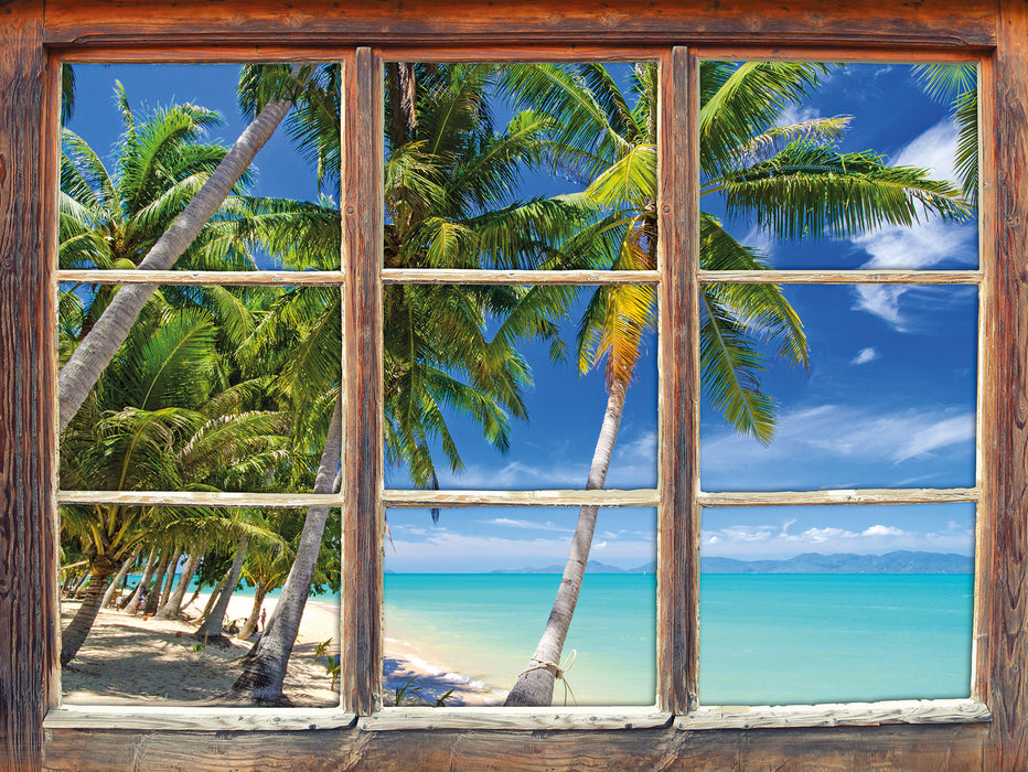 Palmen Traumstrand 3D Wandtattoo Fenster