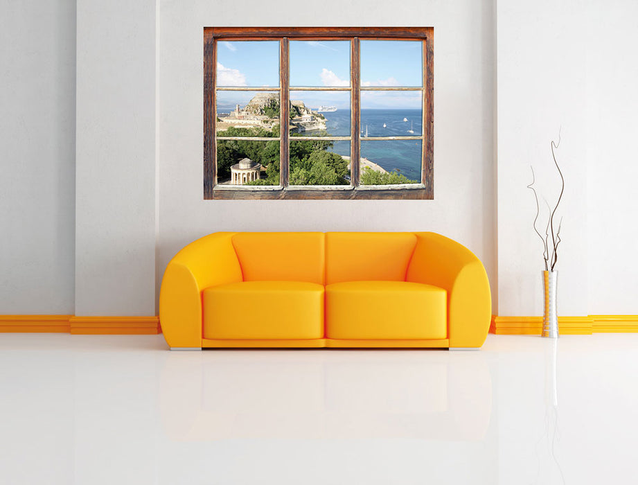 Griechische Entspannungsoase 3D Wandtattoo Fenster Wand