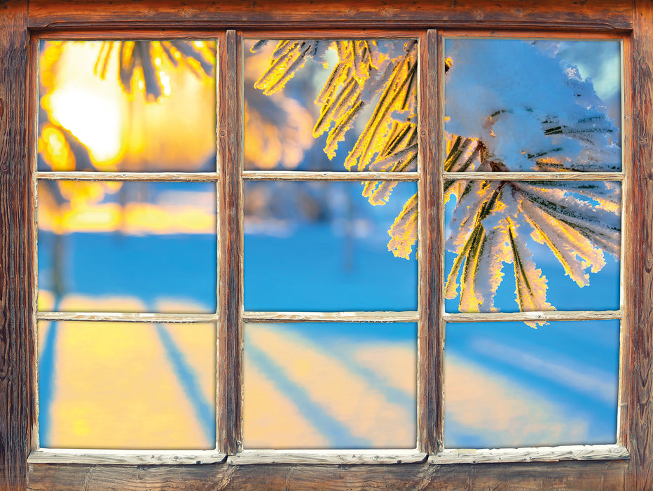 Äste im Frost  3D Wandtattoo Fenster