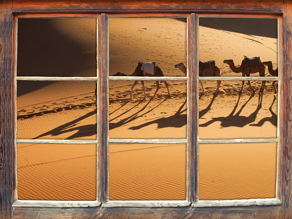 Kamelkarawane in der Wüste  3D Wandtattoo Fenster