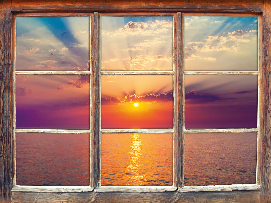 Meer im Sonnenaufgang 3D Wandtattoo Fenster