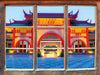 chinesischer Tempel  3D Wandtattoo Fenster