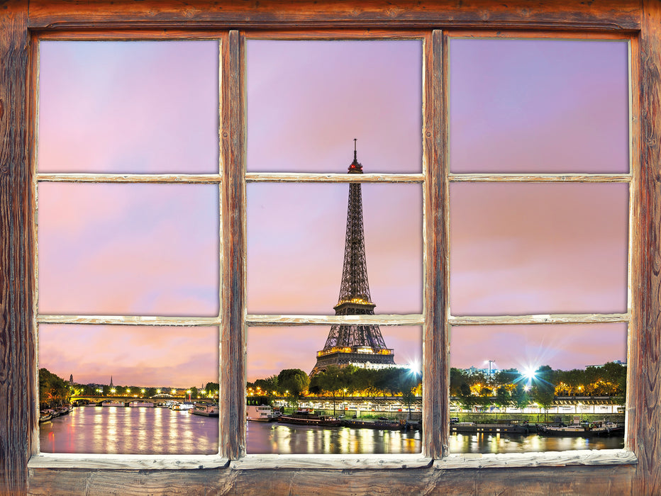 Eifelturm Paris bei Nacht 3D Wandtattoo Fenster