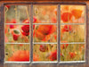 Rote Mohnwiese 3D Wandtattoo Fenster