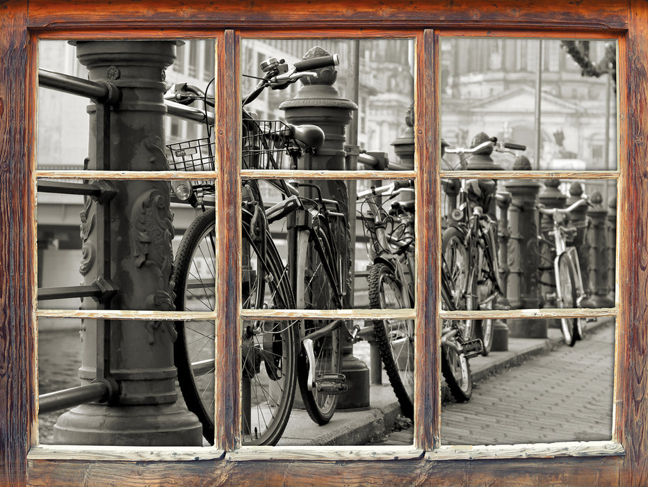 Fahrrad in Amsterdam  3D Wandtattoo Fenster