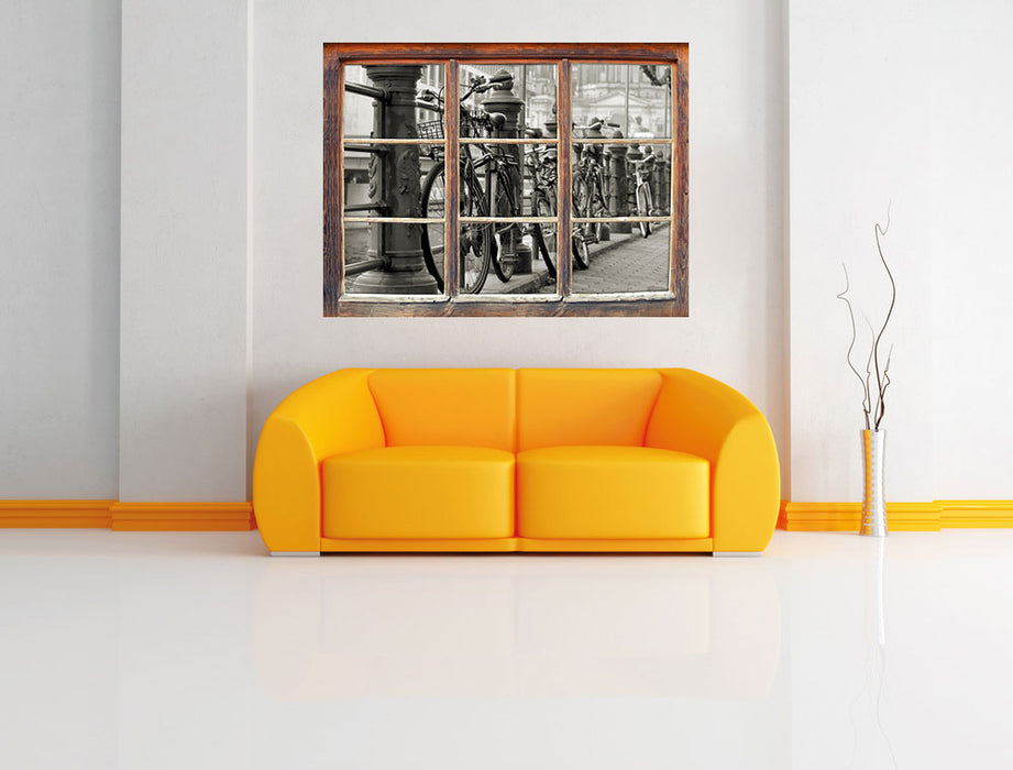 Fahrrad in Amsterdam 3D Wandtattoo Fenster Wand