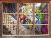 Coloured Streetart Graffiti 3D Wandtattoo Fenster