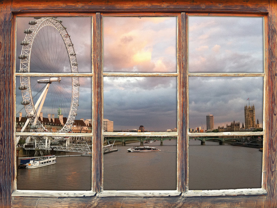 Riesenrad London Eye  3D Wandtattoo Fenster