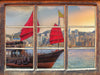 Segelschiff mit Segeln  3D Wandtattoo Fenster