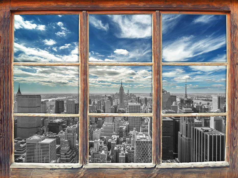 New York unter bewölktem Himmel 3D Wandtattoo Fenster