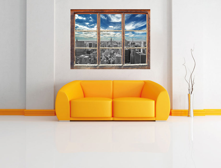 New York unter bewölktem Himmel 3D Wandtattoo Fenster Wand