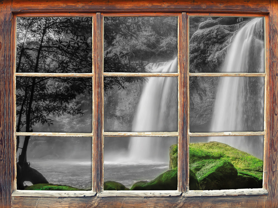 Wasserfall im Dschungel 3D Wandtattoo Fenster
