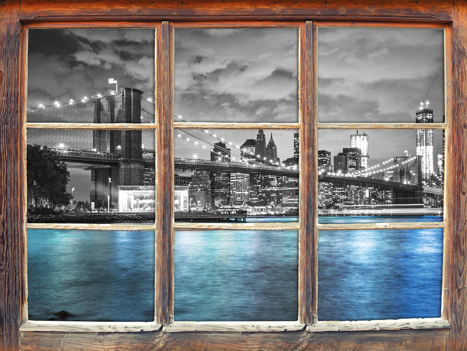 New York Skyline B&W 3D Wandtattoo Fenster