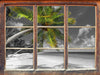 riesige Palme über Strand 3D Wandtattoo Fenster