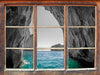 Felsenbucht im Meer 3D Wandtattoo Fenster