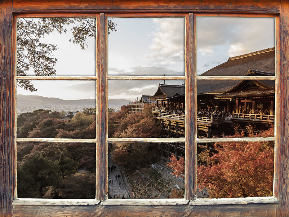 Kiyomizu-dera Tempel in Kyoto 3D Wandtattoo Fenster