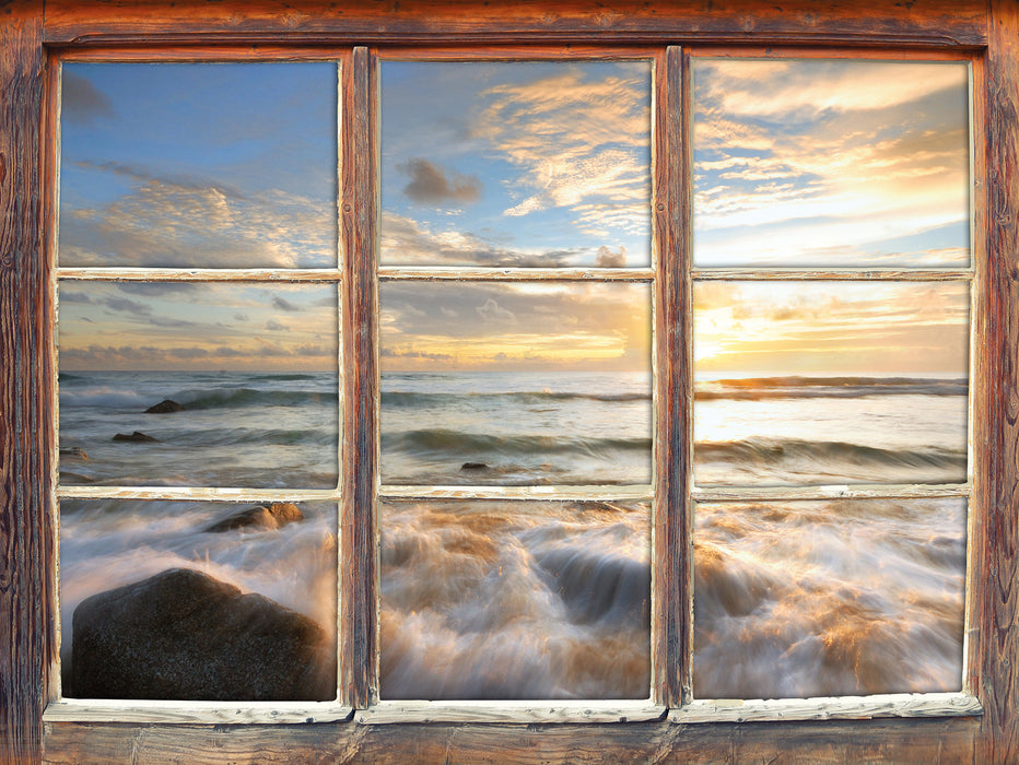 Sonnenuntergang am Meer  3D Wandtattoo Fenster